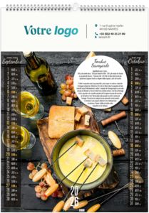 Calendrier personnalisé plats et desserts 2026 8