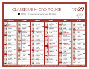 Calendrier publicitaire, Classique Micro 2