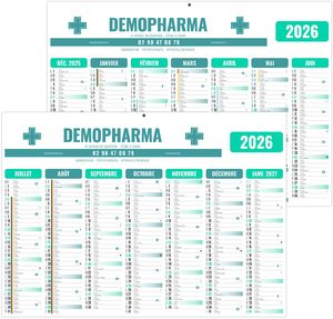 Calendrier publicitaire gameco pharma 2026