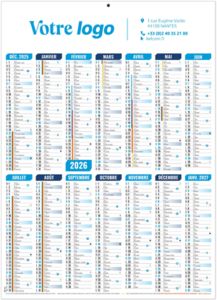 Calendrier publicitaire marianne bleu 2026