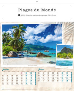 Calendrier publicitaire plage, Plages du monde