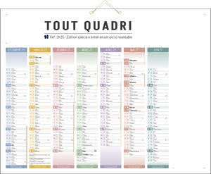 calendrier publicitaire quadri, 100 % personnalisé quadri
