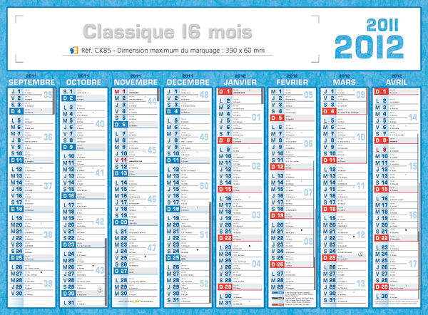 Ancienne collection : Classique 16 mois