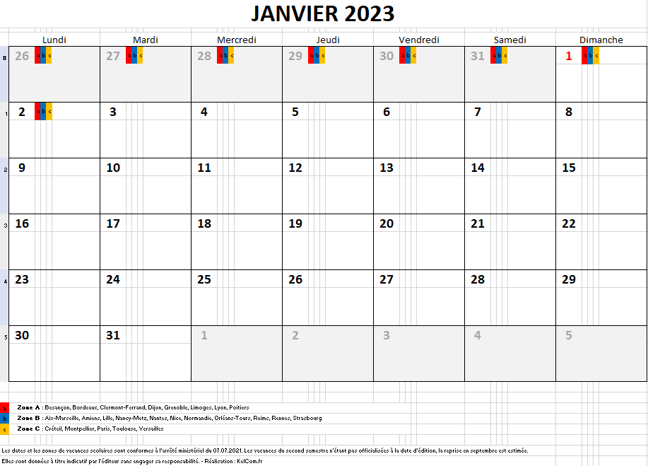 cal-excel-janvier-2023