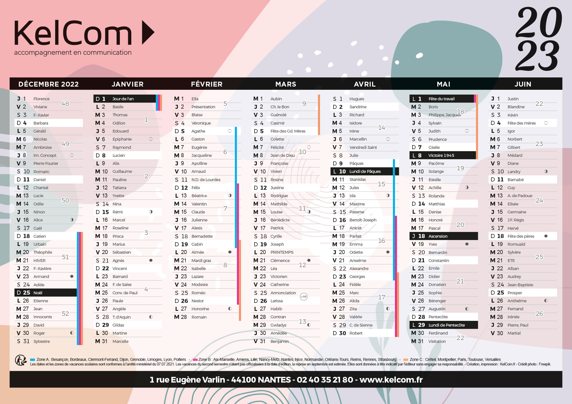 calendrier kelcom abstrait